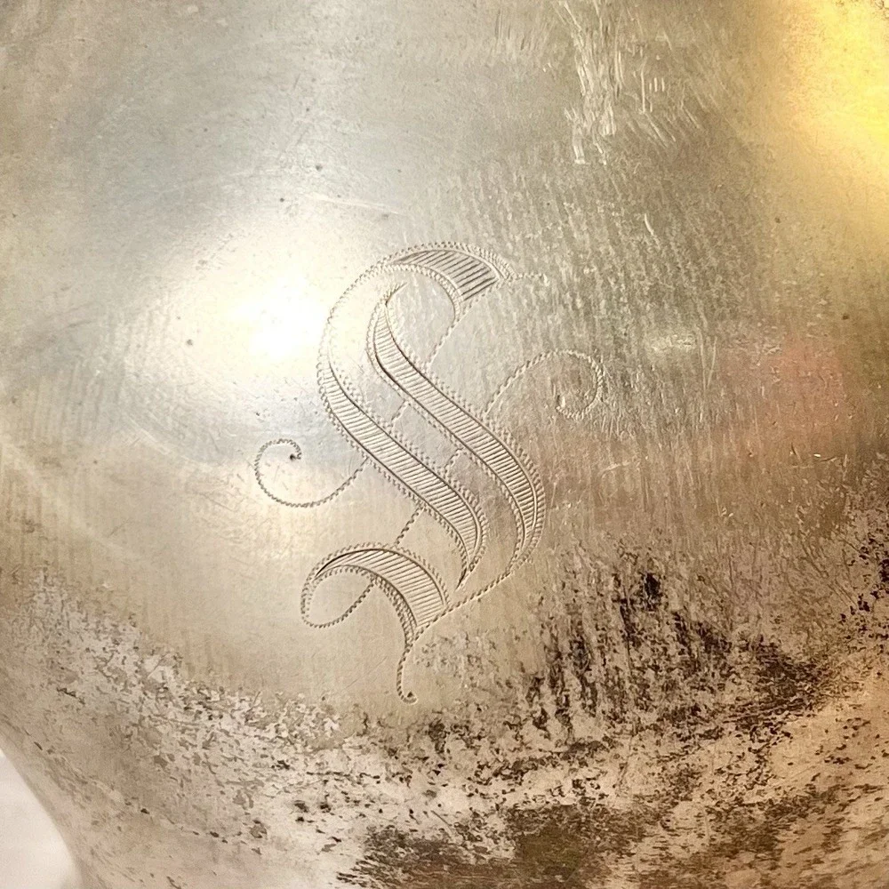 Antique EPNS Silverplate Pitcher Poole Silver Co Monogram S #9216 Natural Patina